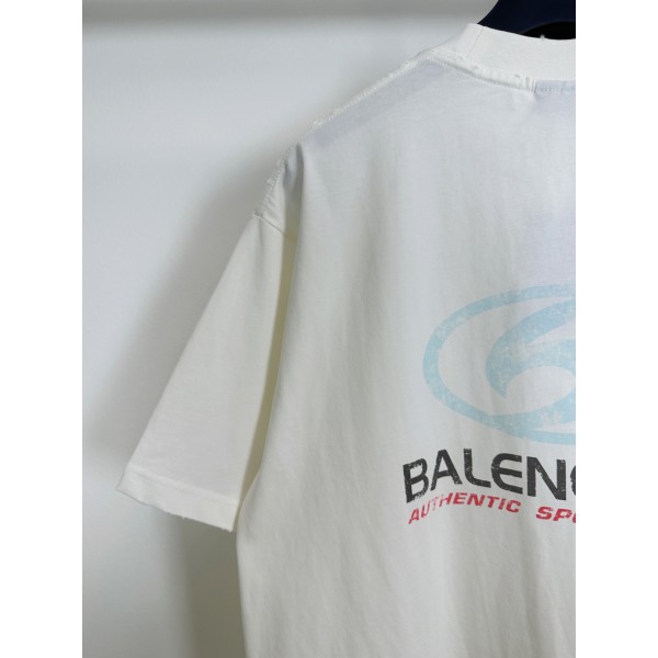 Balenciaga巴黎世家頂級高仿新款LOGO印花造舊字母模糊脫色印花短袖T恤男女同款