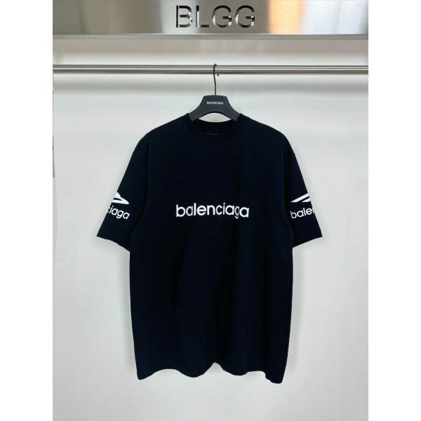 Balenciaga巴黎世家巴黎复刻黑色2024新款M標印花短袖T恤男女同款