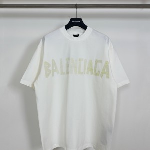 頂級複刻Balenciaga巴黎世家新款黃膠帶繃帶印花短袖T恤男女同款