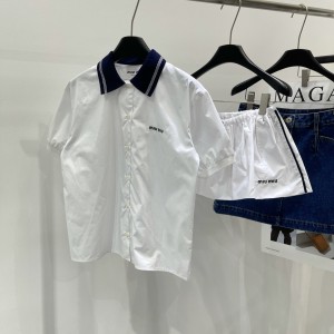 Miu Miu繆繆高仿網站2024春夏新款張元英同款白色學院風兩件套