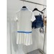 Miu Miu繆繆高仿名牌24SS藍白甜美運動polo短袖裙