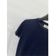 Miu Miu繆繆高仿名牌2024藏藍色羊絨混紡小標提花針織短袖