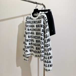 Balenciaga巴黎世家頂級高仿23ss秋冬新款圓領滿印logo雙面提花字母針織毛衣男女同款