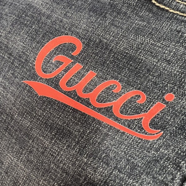 Gucci古馳頂級高仿服春新款藍色棉質面料牛仔褲