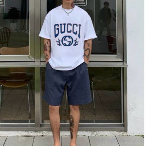 Gucci古馳高仿精品白色2024春夏短袖T恤男女同款夏短袖T恤