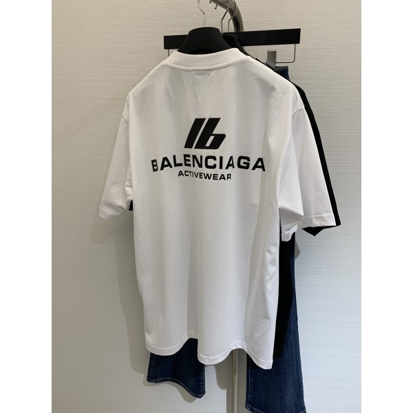 Balenciaga巴黎世家原單2024春夏新款3D反光LOGO前後印花短袖T恤男女同款