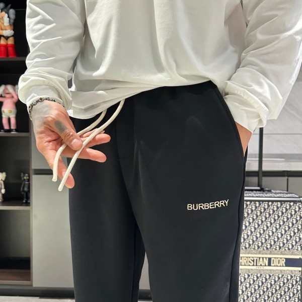 Burberry巴寶莉頂級官網同步發售黑色2024春季新款休閒褲