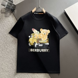 Burberry巴寶莉A货黑色2024春夏新款首發專櫃最新款短袖圓領T恤品牌logo重工藝設計