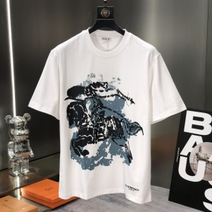 Burberry巴寶莉頂級白色2024春夏新款首發專櫃最新款短袖圓領T恤
