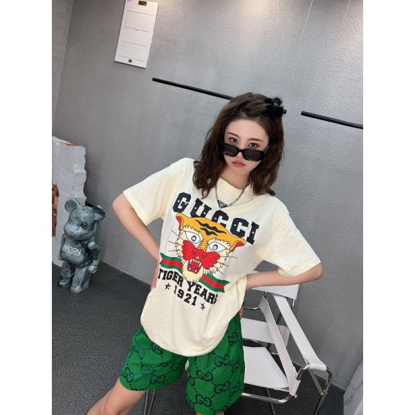古馳-gucci 春夏最新款虎年限定数位直噴印花+手工燙站工藝短袖t恤