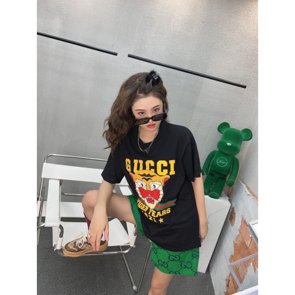古馳-gucci 春夏最新款虎年限定数位直噴印花+手工燙站工藝短袖t恤