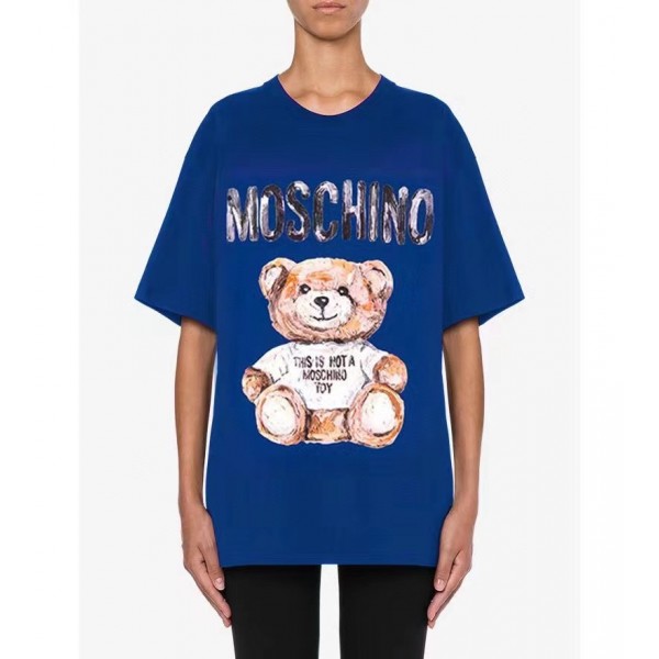 moschino莫斯奇諾高仿高街系列彩繪泰迪熊針織T恤