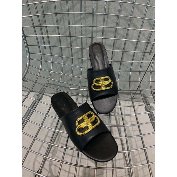 Balenciaga巴黎世家雙B字母Logo金屬扣拖鞋包脚款 拖鞋K03053