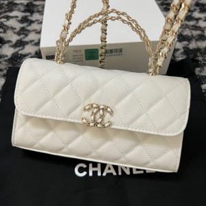 Chanel香奈兒高仿製品白色新款荔枝皮新款荔枝皮手柄手提kelly包包