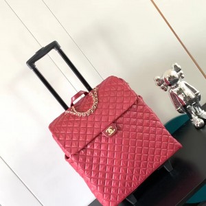 Chanel香奈高仿精品紅色經典尼龍布料拉杆箱還可手提旅遊購物必備款
