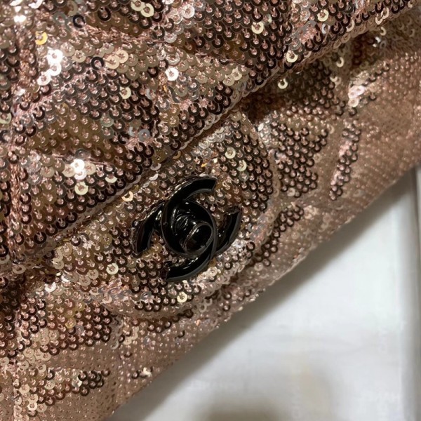 CHANEL香奈兒女高仿製品口蓋包珠片包珠片都是手工一片片穿制而成手感超級好華麗高貴女單肩包斜挎包手提包