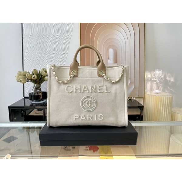 CHANEL香奈兒高仿奢侈品包最新款手工縫製珍珠購物袋沙灘️包66941