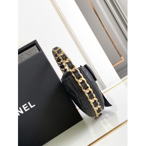  Chanel香奈兒高仿製品23SS黑色山茶花元素手拎包Jennie的同款
