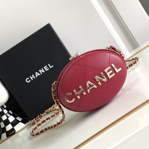 Chanel香奈兒奢侈品包23SS走秀款鹅蛋包梅紅色