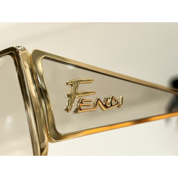 FEND芬迪頂級原單高仿Fendi Disco奶茶色時裝秀幾何連體形狀護目款，字母徽標的時尚FF M0093/S SIZE:70-2-150