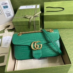 Gucci古馳頂級原單女士包包爆款新品鱷魚紋手提包單肩包斜挎包443497