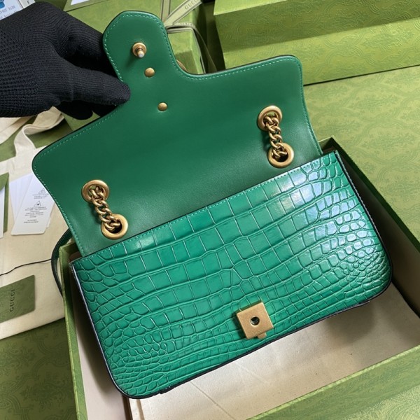 Gucci古馳頂級原單女士包包爆款新品鱷魚紋手提包單肩包斜挎包443497