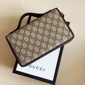 Gucci古馳頂級原單最新男款雙拉鍊錢包～手包長款錢包皮夾壓花原版油蠟牛皮336298