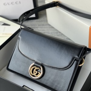 Gucci古馳女士包包今年秋冬新款配全套正品包裝Gucci今年秋冬主推款搭配它家今年最新設計的雙G logo扣時尚大方高檔集合品589474