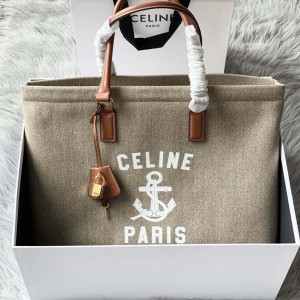 Celine賽琳頂級原單Tote進口帆布沙灘購物袋全套包裝隨意對比