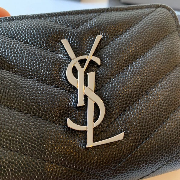 YSL聖羅蘭女士錢包短夾球紋黑色銀扣搭配不銹鋼五金頂級原單質量403723