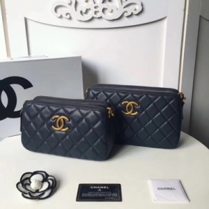 Chanel香奈兒專櫃品質，原單，實物實拍，深藍，大號尺寸：26cm / 小號22cm