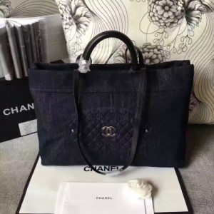 法國品Chanel 16新款洗水牛仔購物袋，古銀扣內裡雙隔層拉鍊口袋  簡約時尚性比價更高，尺寸：40*28*17cm