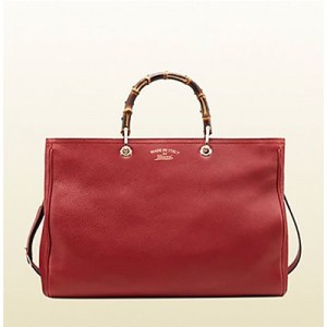 Gucci bamboo shopper 純色購物袋古馳竹節式提手包 323658 A7M0G 1000紅色