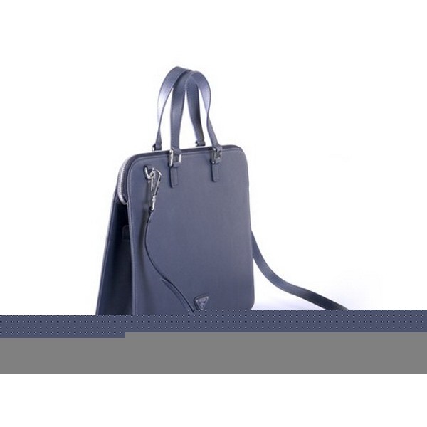 P32079 藍色- Prada原版十字紋皮料 時尚手提包 男仕款 (今年爆款/潮人必備）