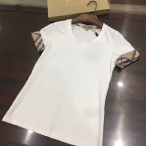 Burberry巴寶莉 女裝新款純棉圓領拼格短袖T恤，碼數：M,L,XL,XXL