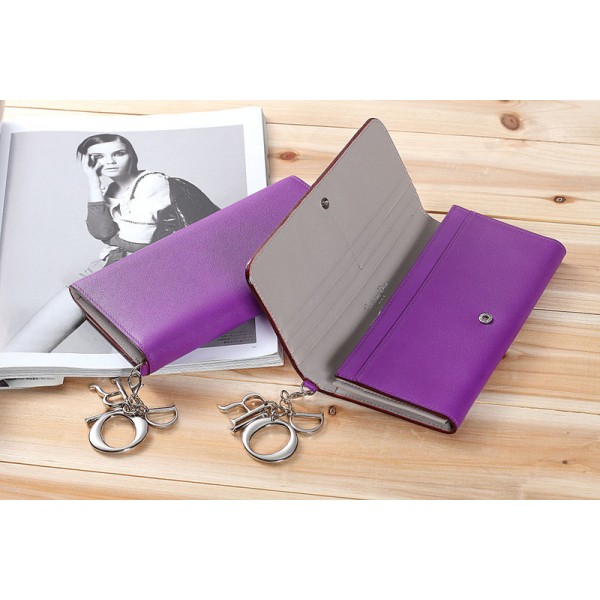 D80236紫配灰 Dior爆款拼色錢包/手拿包 (美女必備!)