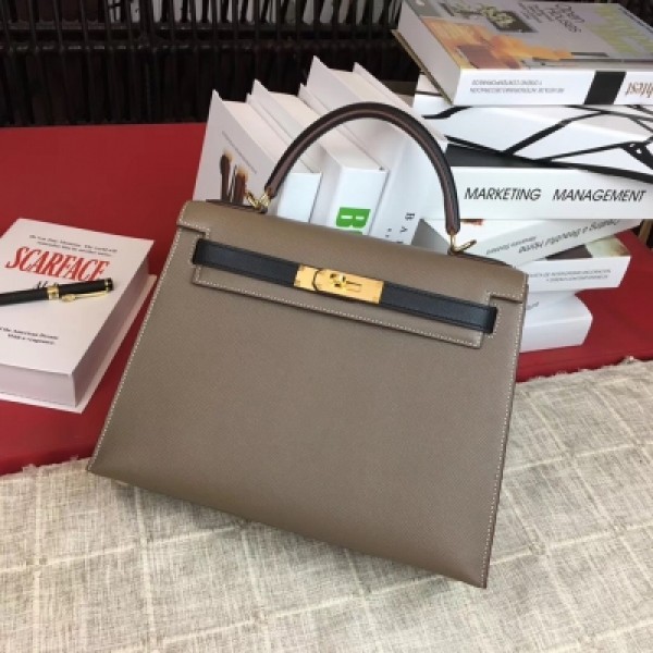 愛馬仕Hermes kelly28cm 原廠頂級epsom皮 全新工藝機縫蠟線 超級大容量 經典款式一直受大家追捧 ！金扣【大象灰／黑色】 顏色都可接受定制