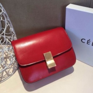Celine女包 賽琳進口原版牛皮Classic box單肩斜挎包 88007 紅色