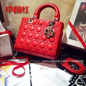 【獨傢實拍迪拜訂單Lady Dior】，4551-中國紅 精選皮革 全手