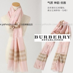 Burberry 巴寶莉 經典英倫格子女士長圍巾 頂級羊絨加絲輕薄保暖 粉紅色