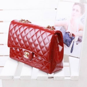 36076  Chanel香奈兒 jumbo原版紅色 漆皮包包 經典翻蓋雙鏈單肩斜挎手提女包