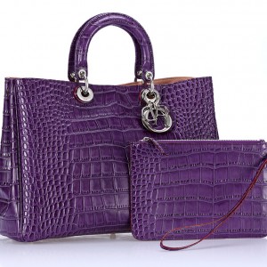 D80037-紫色 Dior鱷魚紋女包 Diorissimo系列 斜挎手提女士包