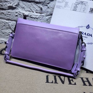 Prada 普拉達 十字紋斜挎包手包兩用女包 PR2798 紫色 境外訂