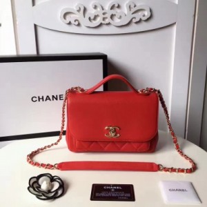 Chanel 代購級別 義大利進口牛皮 斜挎手提小包 紅色讓這個夏天範味十足 size:23/16/8