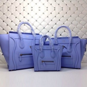 賽琳 Luggage系列Micro笑臉包 Celine糖果色頂級原版皮手提包 88031紫藍色
