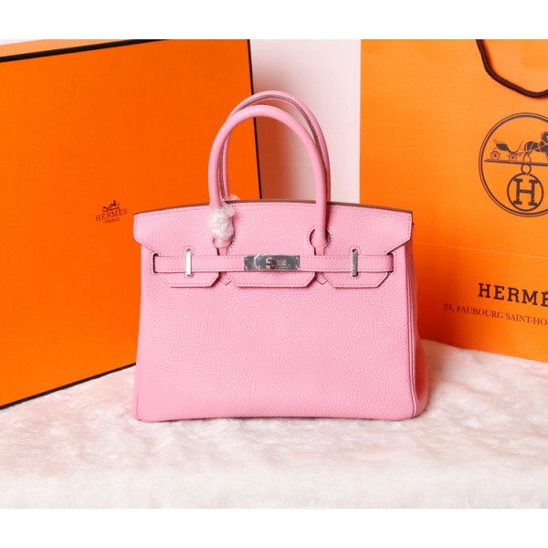 H5235-5P 櫻花粉 Hermes  鉑金Birkin   經典原版進口Togo皮    金銀扣現貨   蠟線縫紉