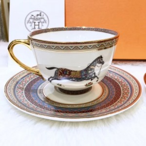Hermes愛馬仕骨瓷咖啡對杯 經典馬咖啡杯
