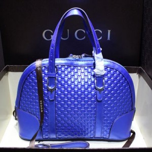 Gucci新款手提女包 古馳珠光壓花皮女包  309617電光藍-Q