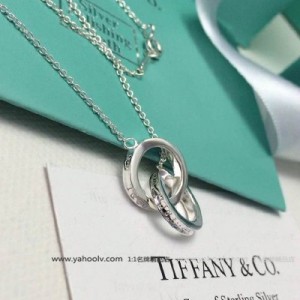 Tiffany蒂芙尼 新款 925純銀雙環情侶吊墜項鏈 Tif143