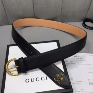 Gucci古馳皮帶 原單品質 寬度4.0毫米 進口荔枝紋面平紋小牛皮底 精品純鋼針扣，時尚大方